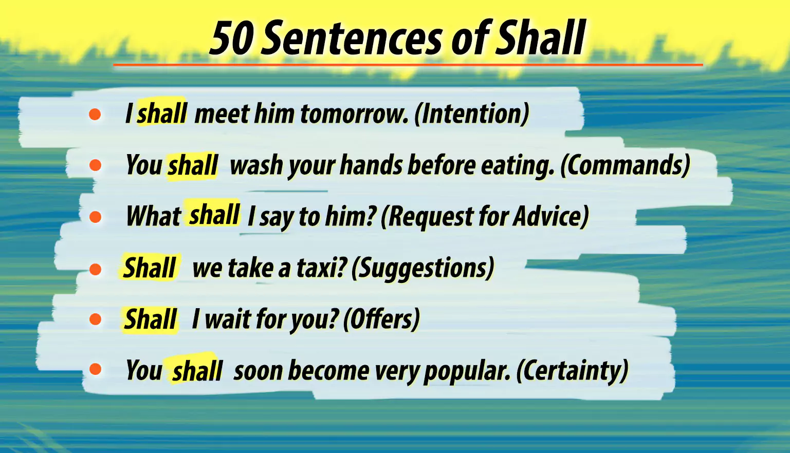 50 Sentences using SHALL in English